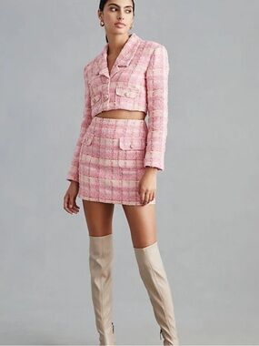 Endless Rose Pink Tweed Mini Skirt